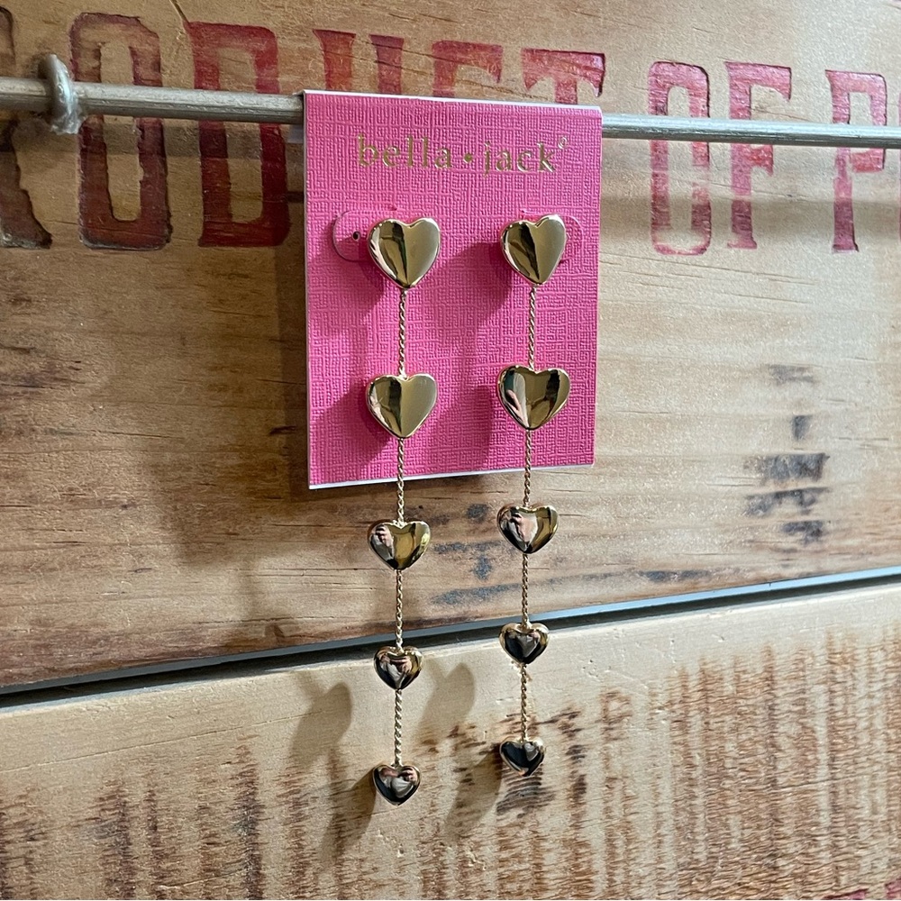 NBW Bella Jack Gold Dangle Heart Earrings